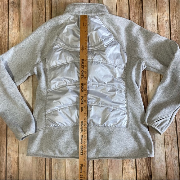 London Fog Silver Zip Up Down Puffer Jacket Quilted Women’s Size L Zip Pockets - Picture 8 of 12